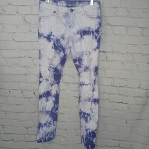 City Streets Vintage Y2k Purple White Tie Dye Distressed Skinny Jeans Sz 1